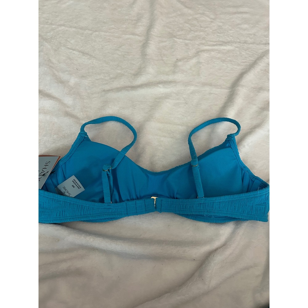 Shade‎ & Shore Bikini Top Blue Textured Swim Removable Pads Size 36B NWT - Picture 2 of 4